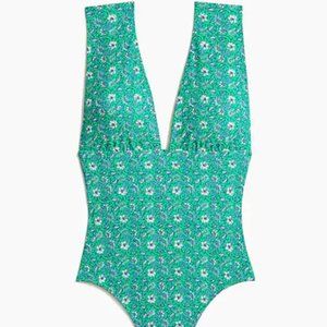 J. Crew Paisley V-neck one-piece swimsuit: NWT - Modern Clover - XL